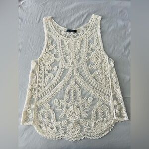 Dulcie Elegant Lace Sleeveless Top - Cream